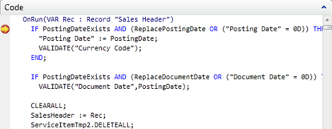 Code Part on Debugger page